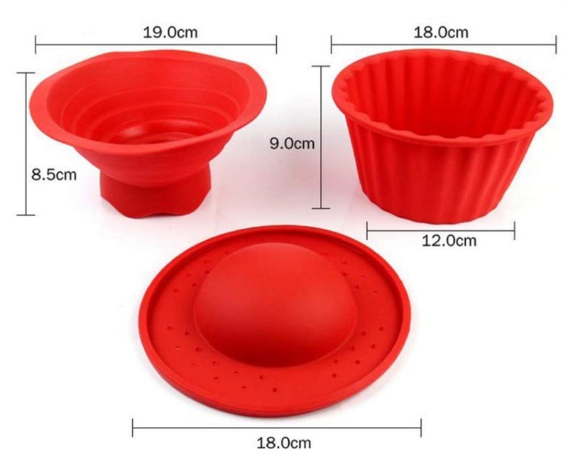 JYNHOOR Giant Cupcake Molds,Dishwasher Safe Big Top Silicone Cupcake Molds,Non-Stick Jumbo Caupcake Bake sets for Easy Cake Decorating and DIY Bake tools(3 pack) (Red) - Image 5
